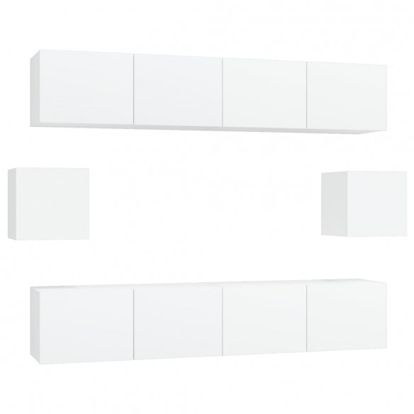 Ensemble de meubles TV 6 pcs Blanc Bois d'ingénierie