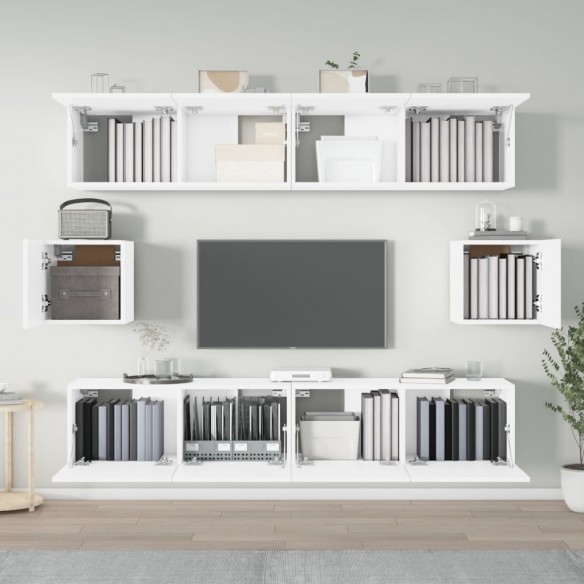 Ensemble de meubles TV 6 pcs Blanc Bois d'ingénierie