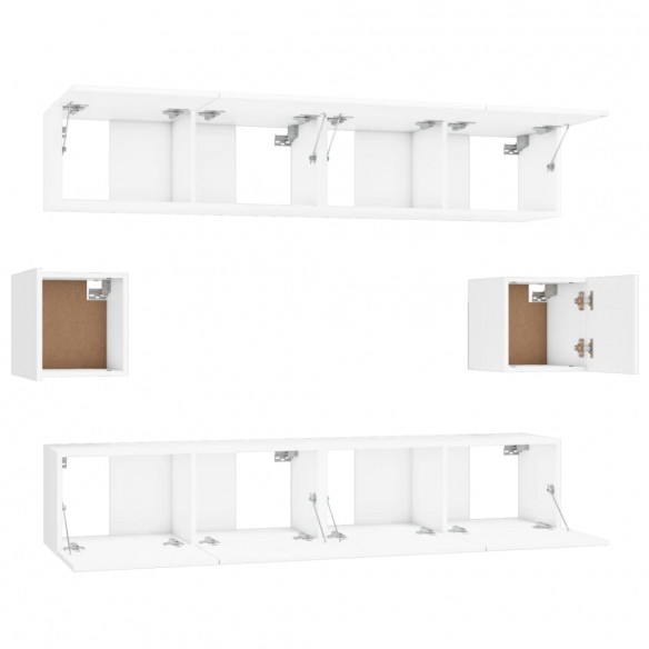 Ensemble de meubles TV 6 pcs Blanc Bois d'ingénierie