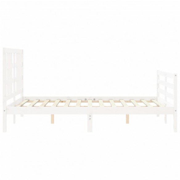 Cadre de lit avec tête de lit blanc King Size bois massif