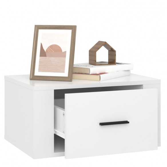 Tables de chevet murales 2 pcs Blanc brillant 50x36x25 cm