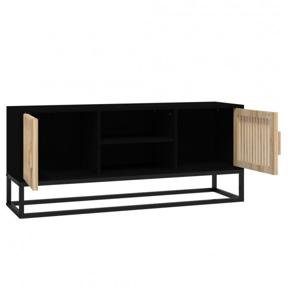 Meuble TV noir 105x30x45 cm bois d'ingénierie et fer