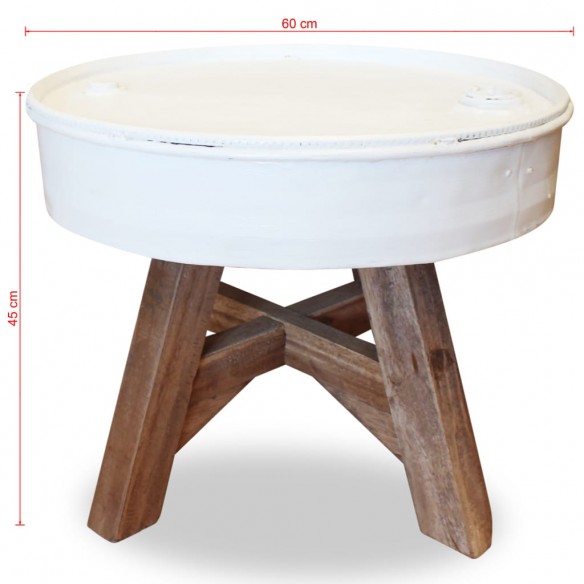 Table basse Bois de récupération massif 60 x 45 cm Blanc