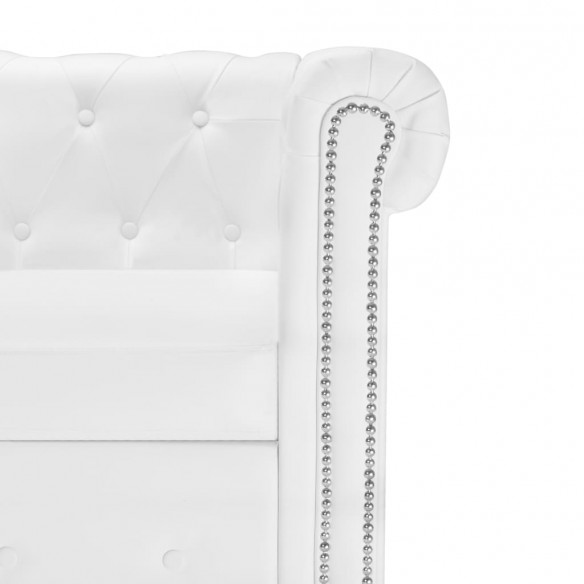 Canapé Chesterfield en forme de L cuir synthétique blanc