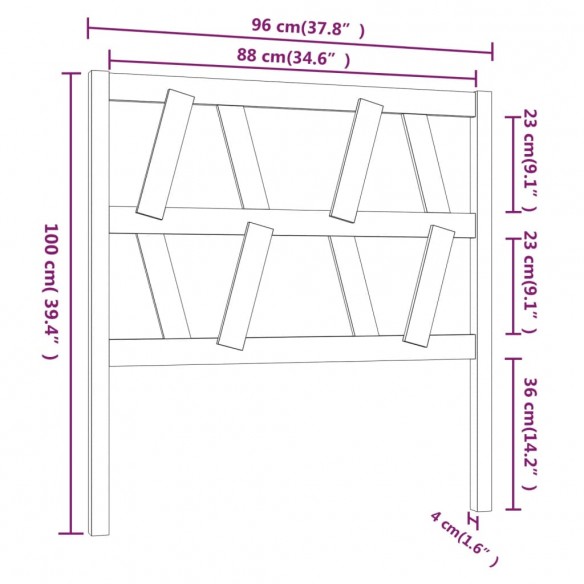 Tête de lit Blanc 96x4x100 cm Bois massif de pin