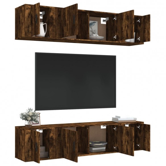 Ensemble de meubles TV 6 pcs Chêne fumé Bois d'ingénierie