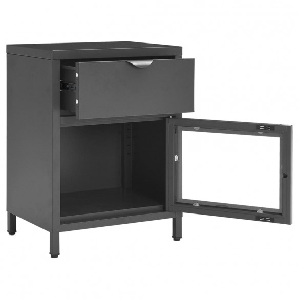 Tables de chevet 2 pcs Anthracite 40x30x54,5 cm Acier et verre