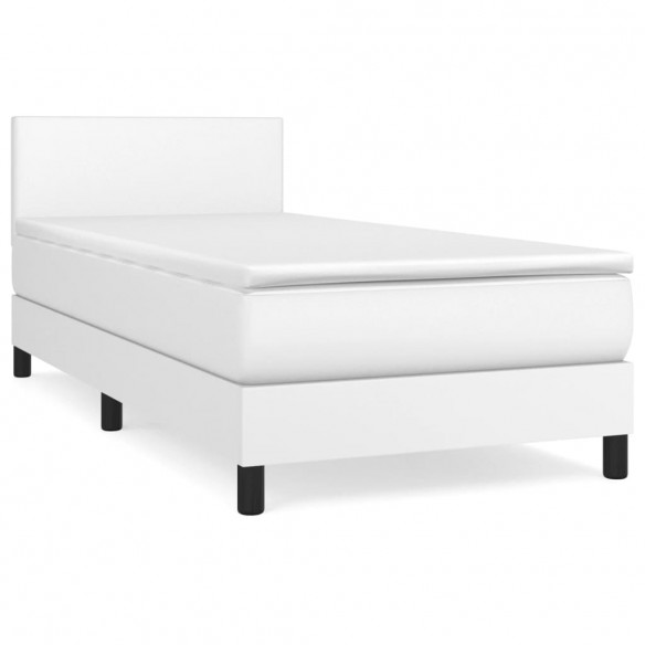 Cadre de lit avec matelas Blanc 90x190 cm Similicuir