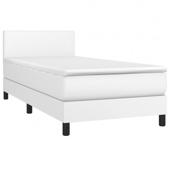 Cadre de lit avec matelas Blanc 90x190 cm Similicuir