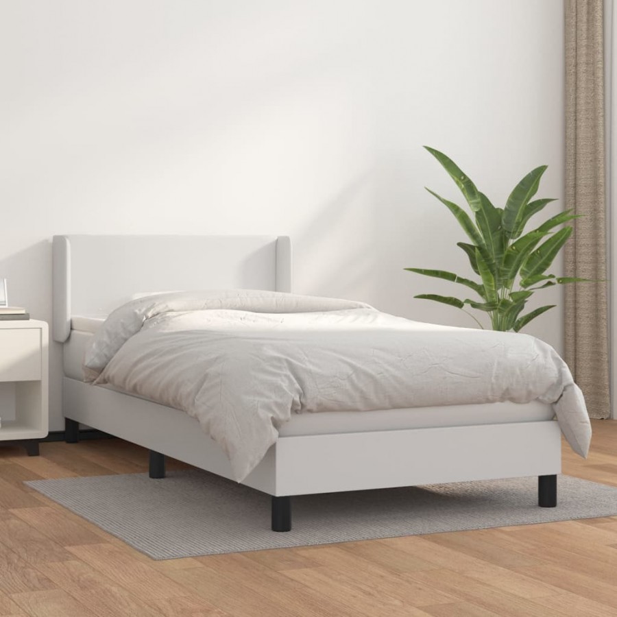 Cadre de lit avec matelas Blanc 90x190 cm Similicuir