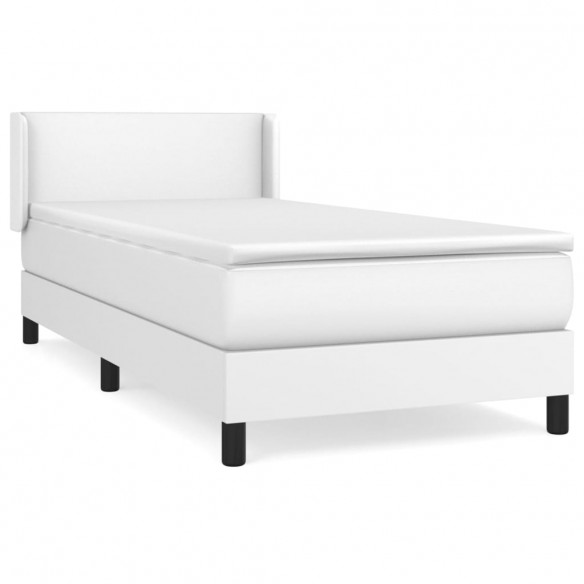 Cadre de lit avec matelas Blanc 90x190 cm Similicuir