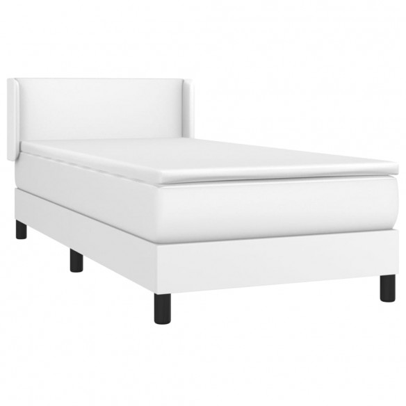 Cadre de lit avec matelas Blanc 90x190 cm Similicuir