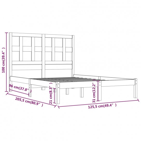 Cadre de lit Blanc Bois de pin massif 120x200 cm