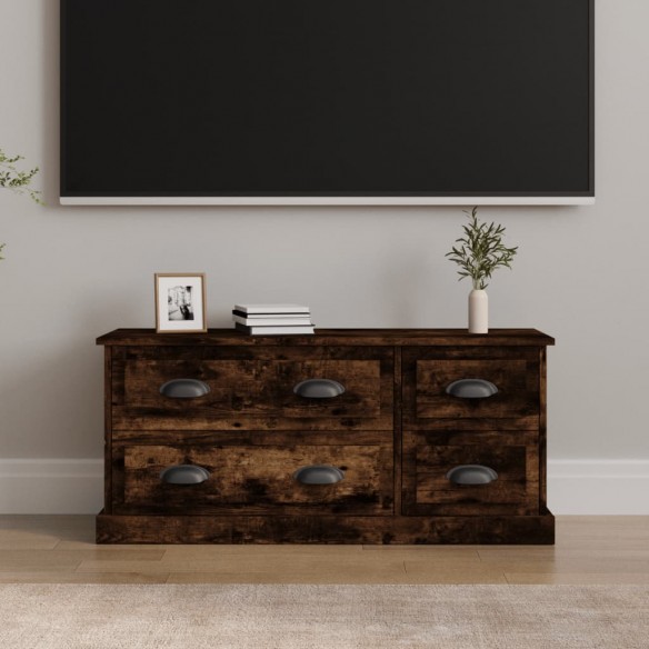 Meuble TV chêne fumé 100x35,5x45 cm bois d'ingénierie