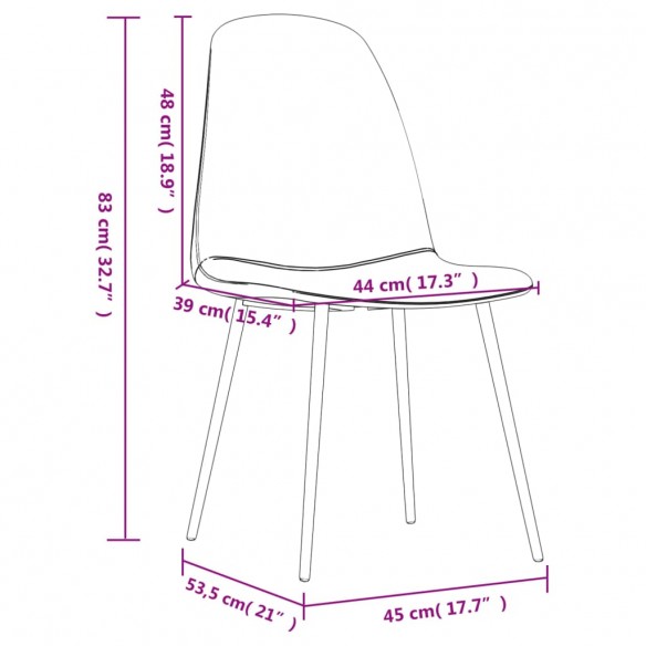 Chaises à manger lot de 4 45x53,5x83 cm marron foncé similicuir