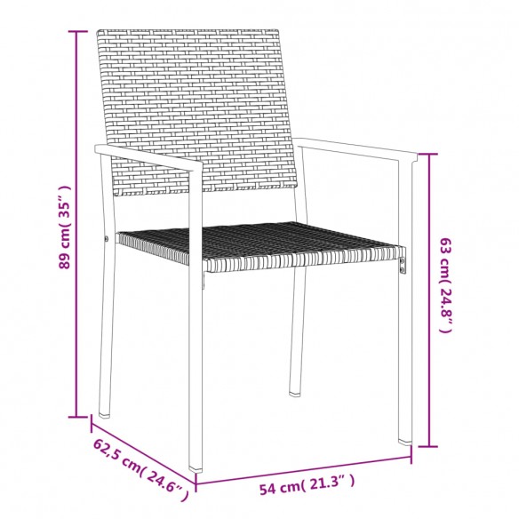 Chaises de jardin lot de 2 noir 54x62,5x89 cm résine tressée