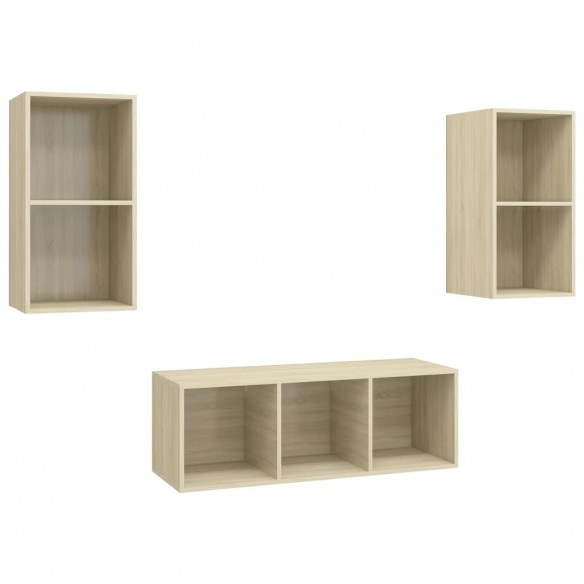 Ensemble de meuble TV 3 pcs Chêne sonoma Aggloméré