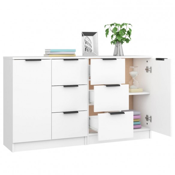 Buffets 2 pcs Blanc 60x30x70 cm Bois d'ingénierie