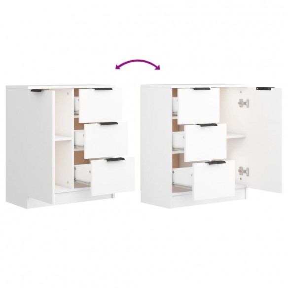 Buffets 2 pcs Blanc 60x30x70 cm Bois d'ingénierie