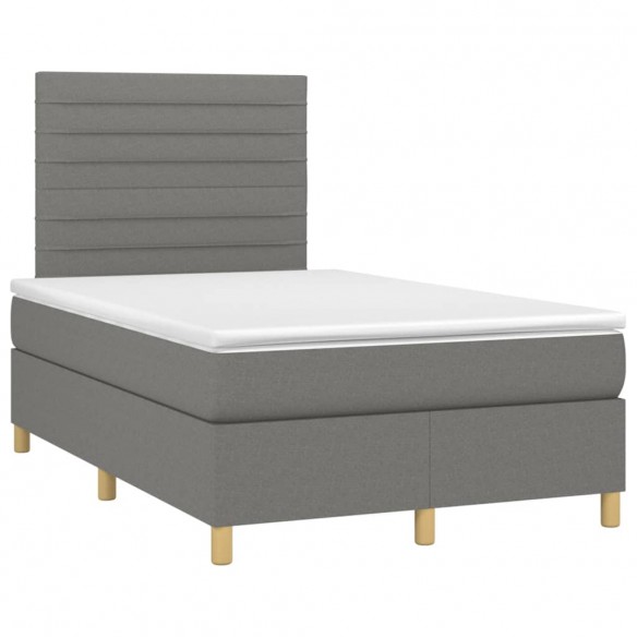 Cadre de lit et matelas et LED Gris foncé 120x200 cm