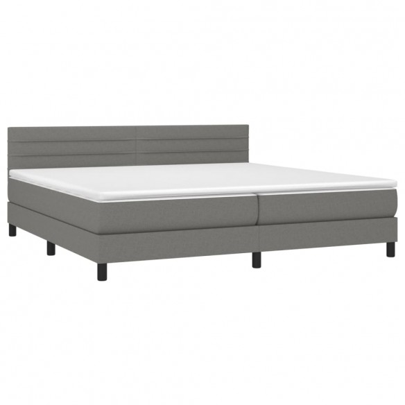 Cadre de lit avec matelas Gris foncé 200x200cm Tissu