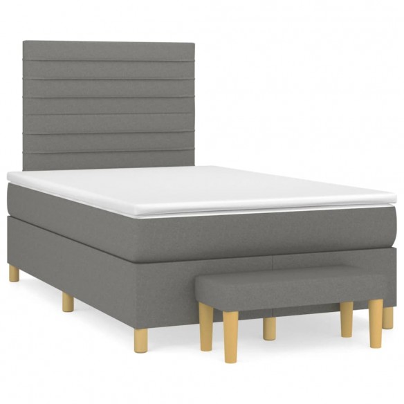 Cadre de lit avec matelas Gris foncé 120x200cm Tissu