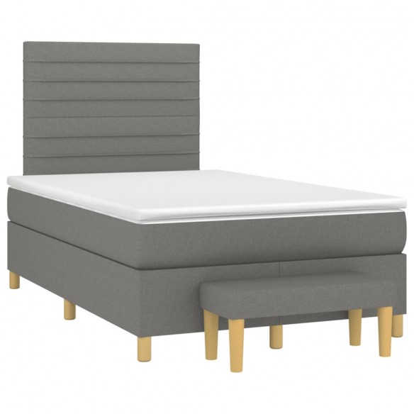 Cadre de lit avec matelas Gris foncé 120x200cm Tissu