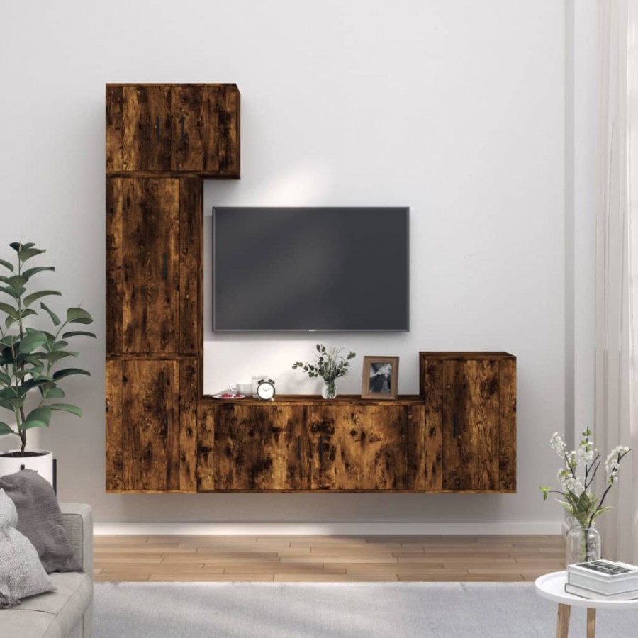 Ensemble de meubles TV 5 pcs Chêne fumé Bois d'ingénierie