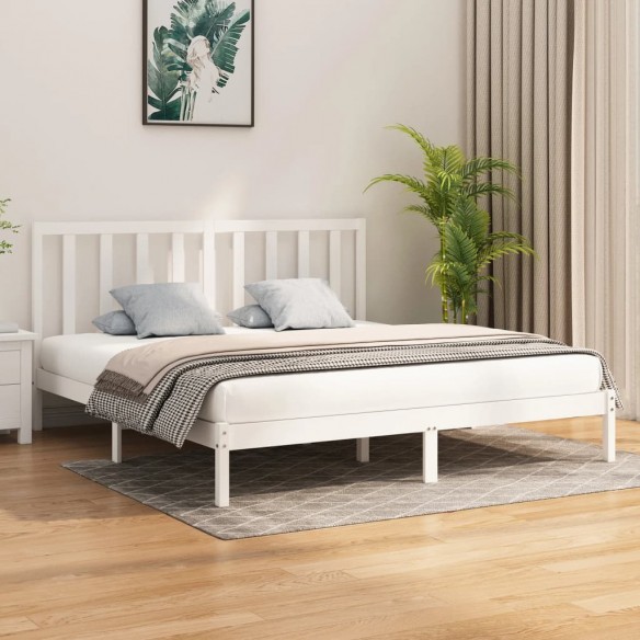 Cadre de lit Blanc Bois massif 200x200 cm