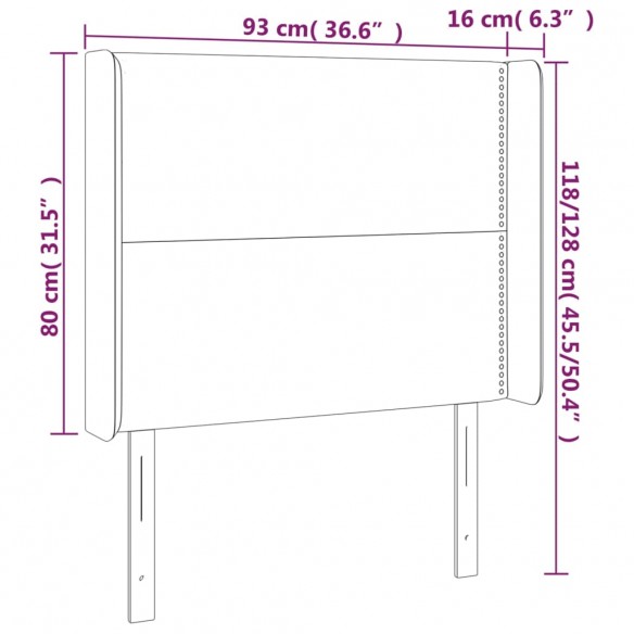 Tête de lit à LED Marron foncé 93x16x118/128 cm Tissu