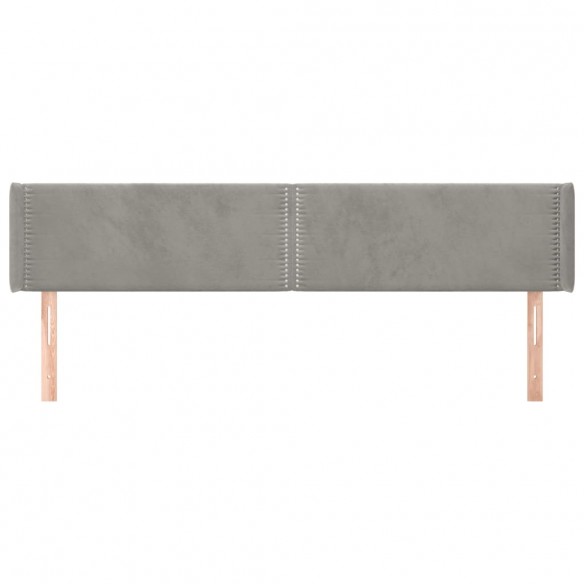 Tête de lit avec oreilles Gris clair 163x16x78/88 cm Velours