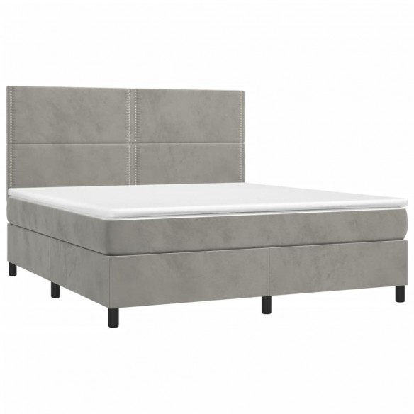 Cadre de lit matelas et LED Gris clair 160x200 cm