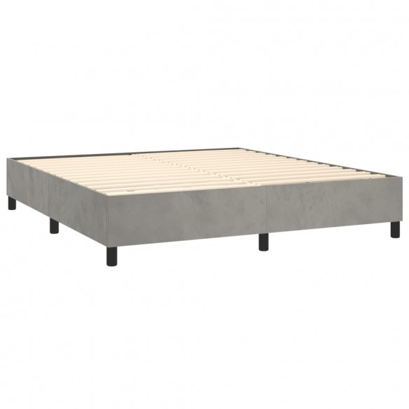 Cadre de lit matelas et LED Gris clair 160x200 cm