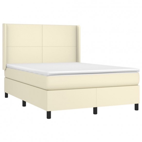 Cadre de lit matelas LED Crème 140x200 cm Similicuir