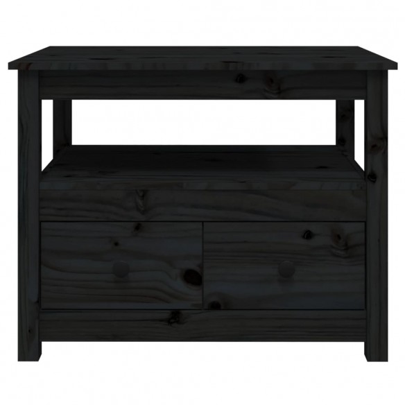 Table basse Noir 71x49x55 cm Bois massif de pin