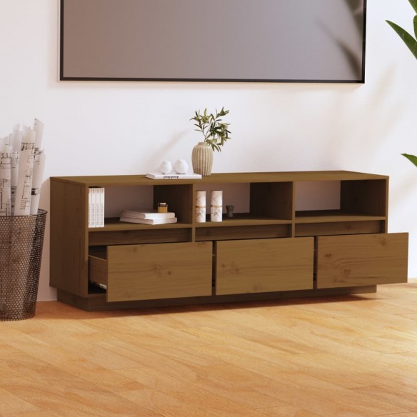 Meuble TV Marron miel 140x37x50 cm Bois de pin massif