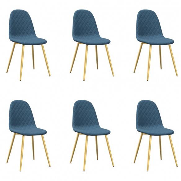 Chaises à manger lot de 6 bleu velours