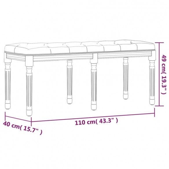 Banc Gris clair 110x40x49 cm Velours