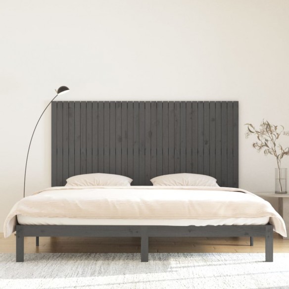 Tête de lit murale Gris 204x3x110 cm Bois massif de pin