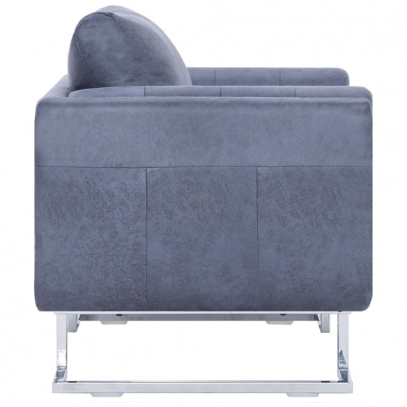 Fauteuil cube Gris Similicuir daim