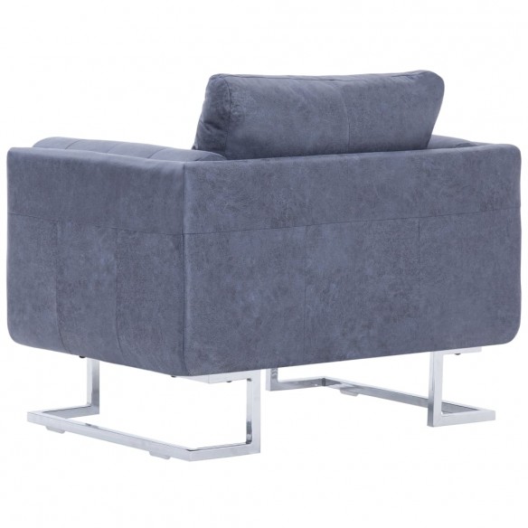 Fauteuil cube Gris Similicuir daim