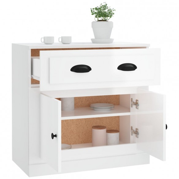 Buffet blanc brillant 70x35,5x67,5 cm bois d'ingénierie