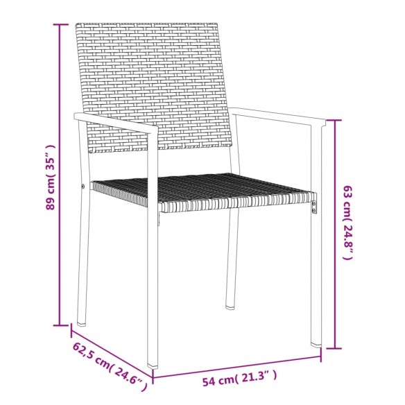 Chaises de jardin lot de 6 noir 54x62,5x89 cm résine tressée