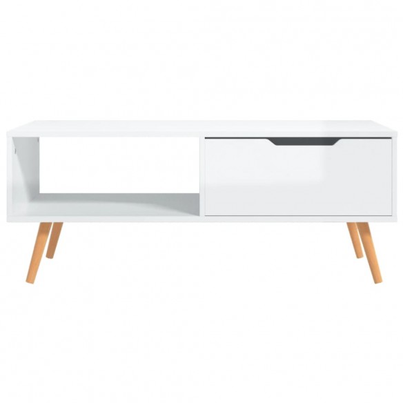 Table basse Blanc brillant 100x49,5x43 cm Aggloméré