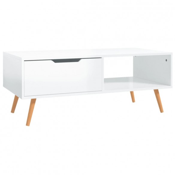 Table basse Blanc brillant 100x49,5x43 cm Aggloméré