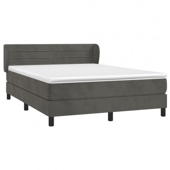 Cadre de lit et matelas Gris foncé 180x200cm Velours