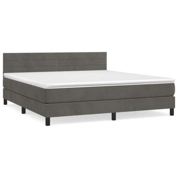 Cadre de lit et matelas Gris foncé 180x200cm Velours