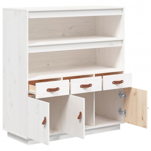 Buffet haut Blanc 100x40x108,5 cm Bois massif de pin