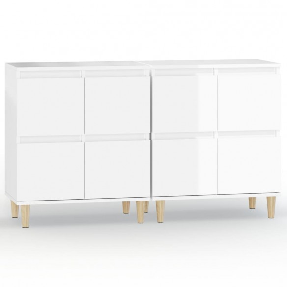 Buffets 2 pcs blanc brillant 60x35x70 cm bois d'ingénierie