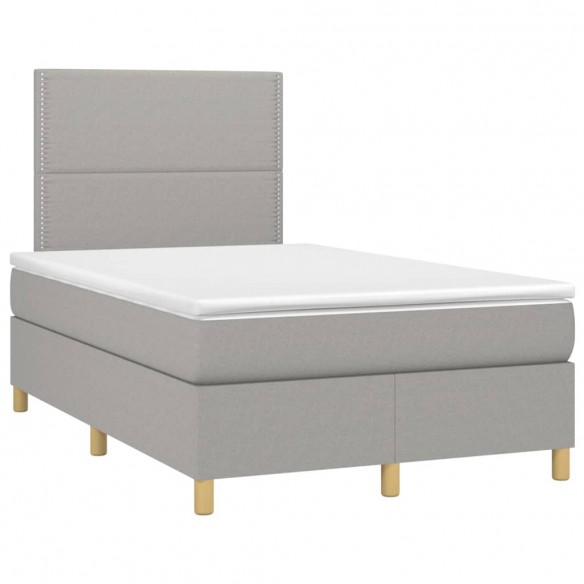 Cadre de lit et matelas et LED Gris clair 120x200 cm